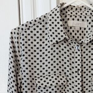 LOFT Women's Polka Dot Gauze Blouse Size S
